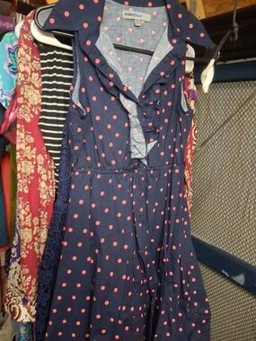 bailey blue Navy Dress with Pink Polka Dots